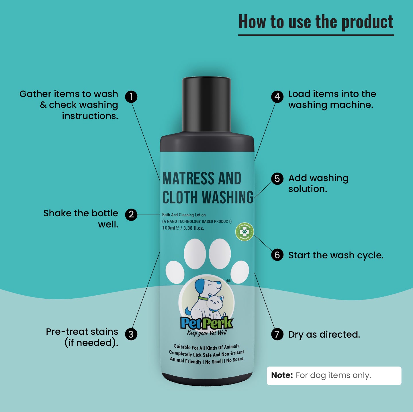 Mattress and Cloth Washing For Dogs | 100 ml, 1 Piece