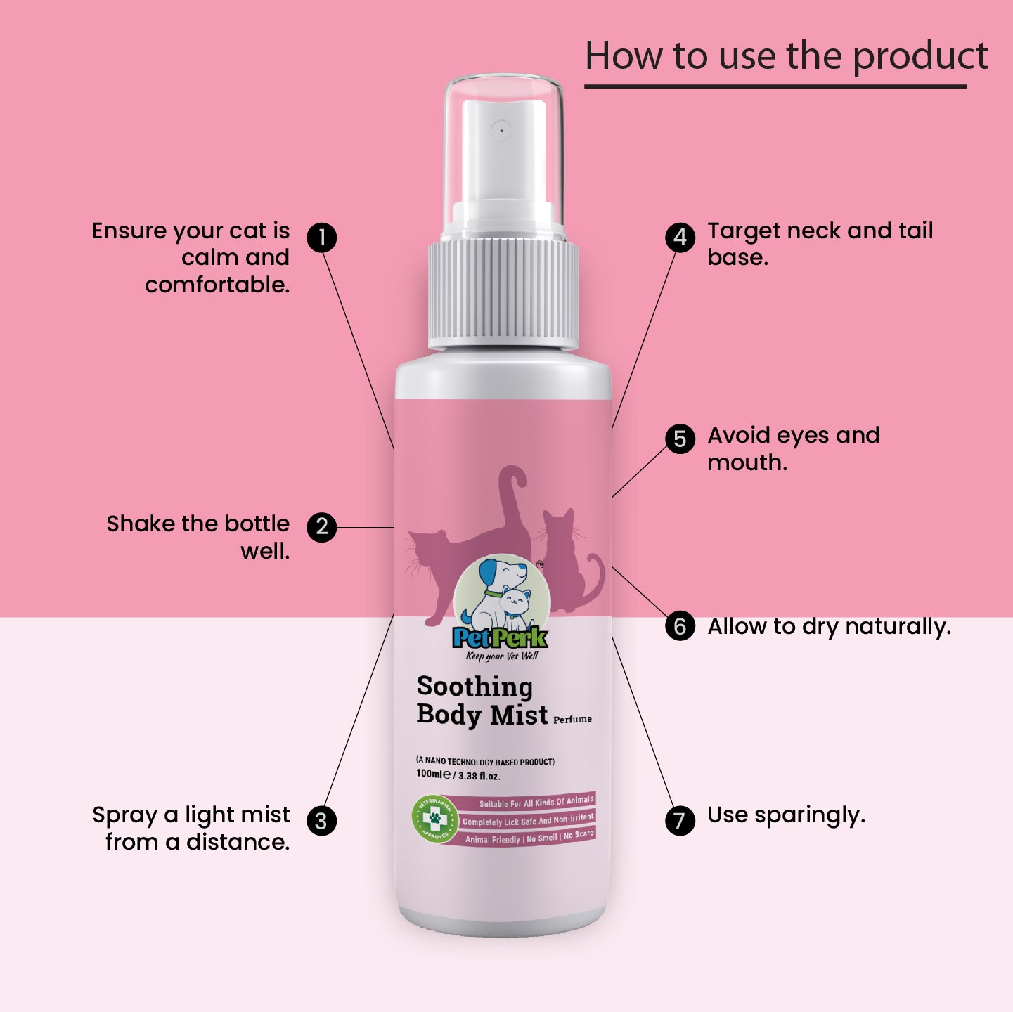 Perfume (Soothing Body Mist Spray) for Cat (100 ml / Piece)