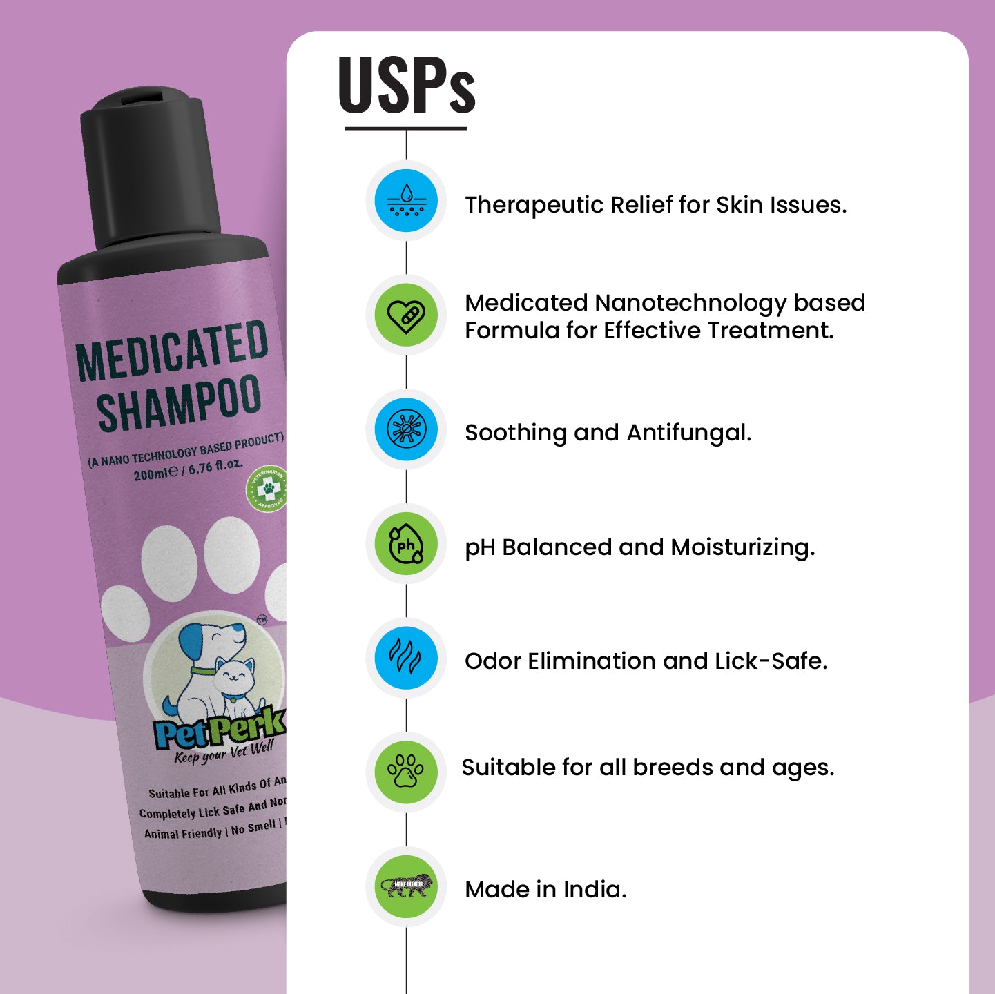 Medicated Shampoo For Dogs | 200 ml, 1 Piece