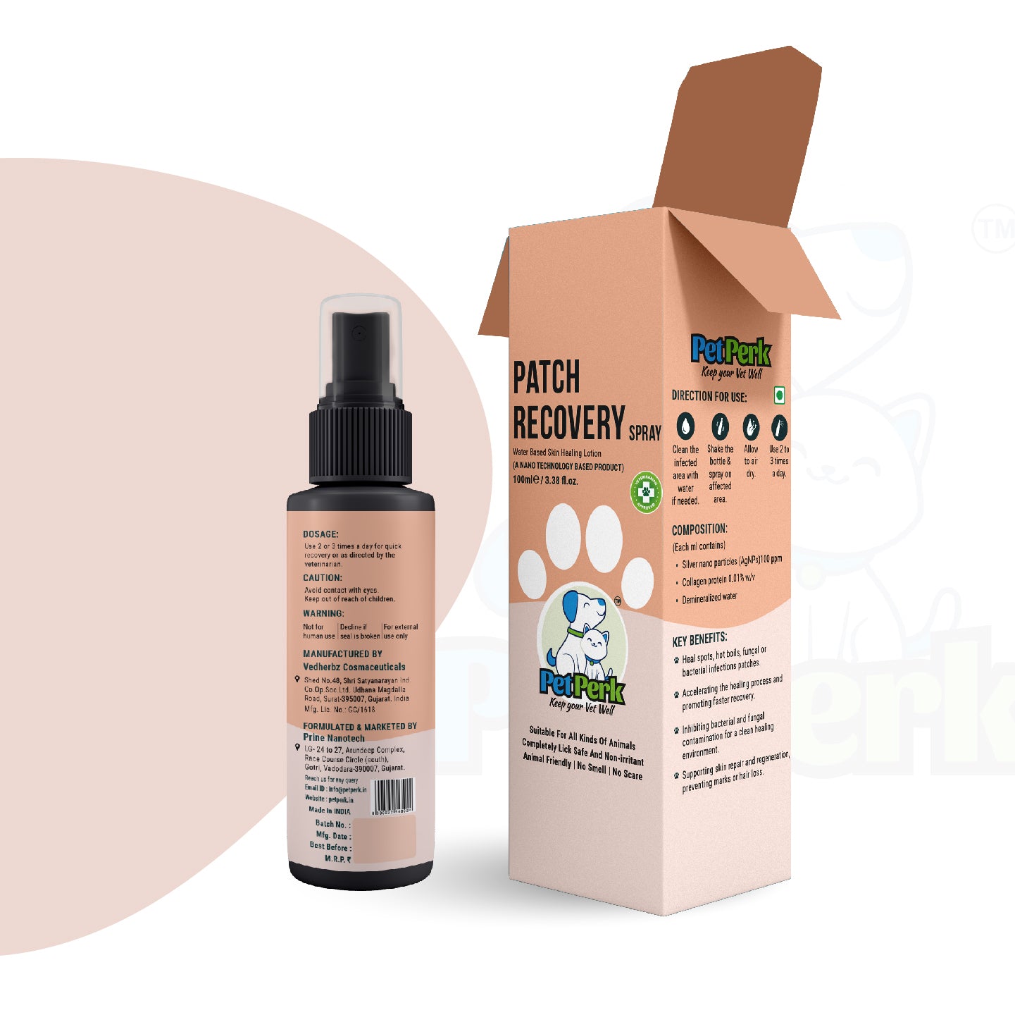 Patch Recovery Spray For Dogs | 100 ml, 1 Piece