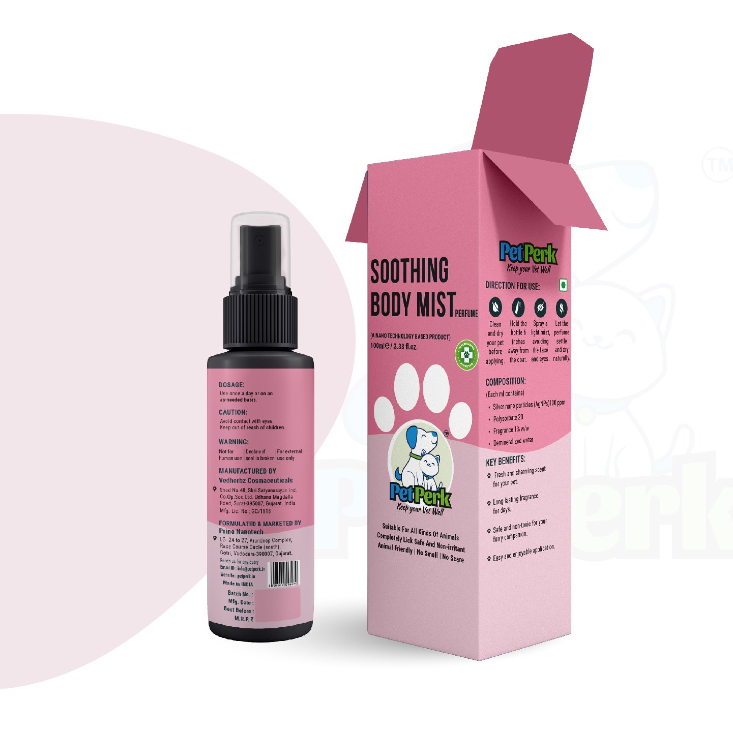 Perfume (Soothing Body Mist Spray) for Dogs (100 ml / Piece)