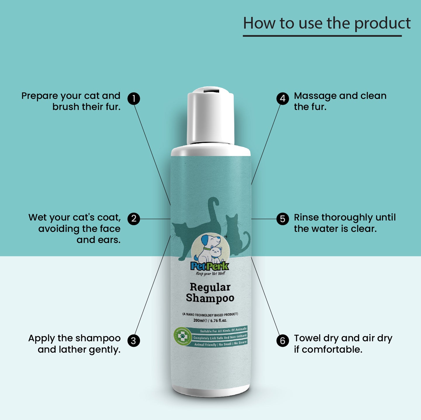 Regular Shampoo For Cats | 200 ml, 1 Piece